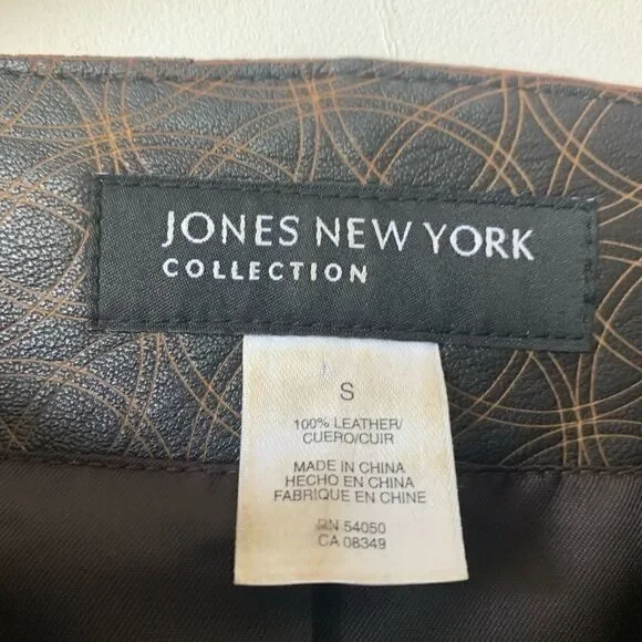 Leather Geometric Dark Brown Fitted Jacket - Picture 14 of 14